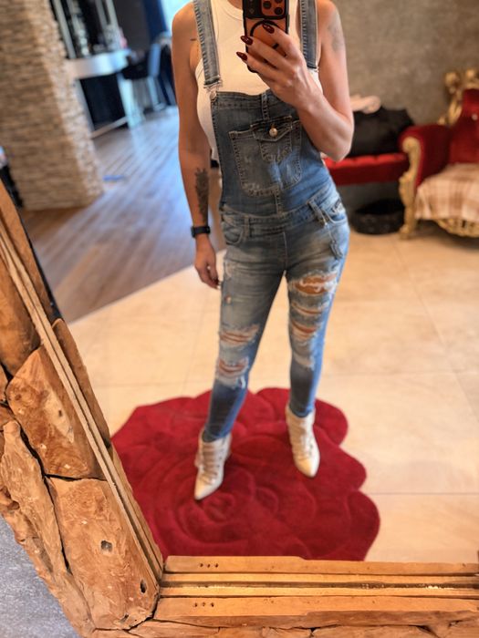 Stylowa ogrodniczki jeansowe Philip Plein