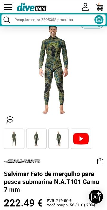 Fato Mergulho  Salvimar  Pesca Submarina - NOVO tamanho L
