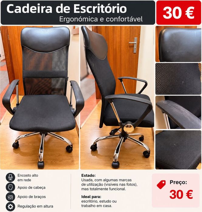 Cadeira Escritório Ergonómica