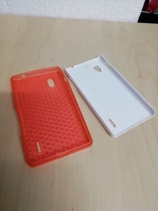 Lg maximo g e975 - 2 capas branca Rigida e silicone encarnada