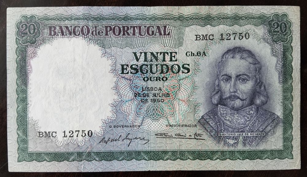 Lote 2 Notas 20$ 1960, 1 em Estado Bela Outra em Estado MBC