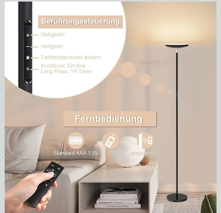 Lampa stojąca LED Ściemniana 30 W 3000 Lumenów Nowoczesna lampa W017