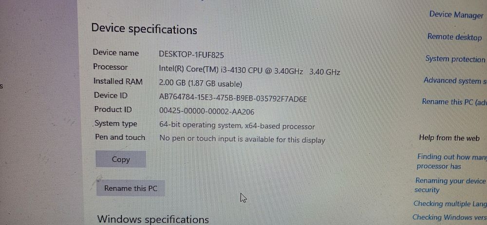 PC para trabalho i3-4130, 2GB RAM, SSD