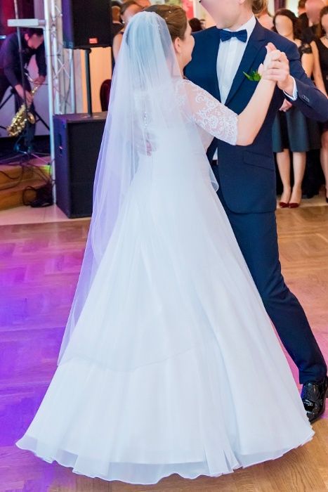 Suknia ślubna biała muślinowa koronka 40/42 Zanette Beatrice