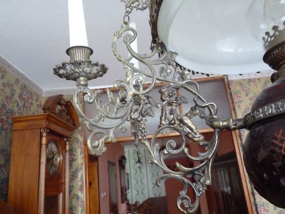 Lampa-żyrandol antyk styl naftowy