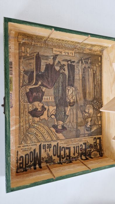 Duża zamykana skrzynka na herbaty decoupage