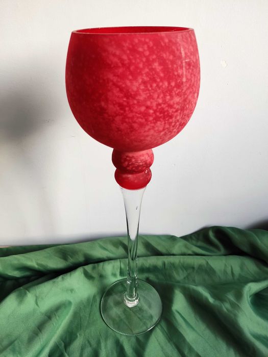 Kielich szklany czerwony lampion h=40 cm