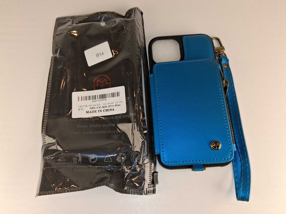 Y018 Etui Portfel Skórzany Z Paskiem Na Telefon iPhone 14 Niebieski
