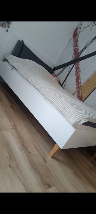 Łóżko młodzieżowe VOX Concept 90x200 – białe, drewniane nogi