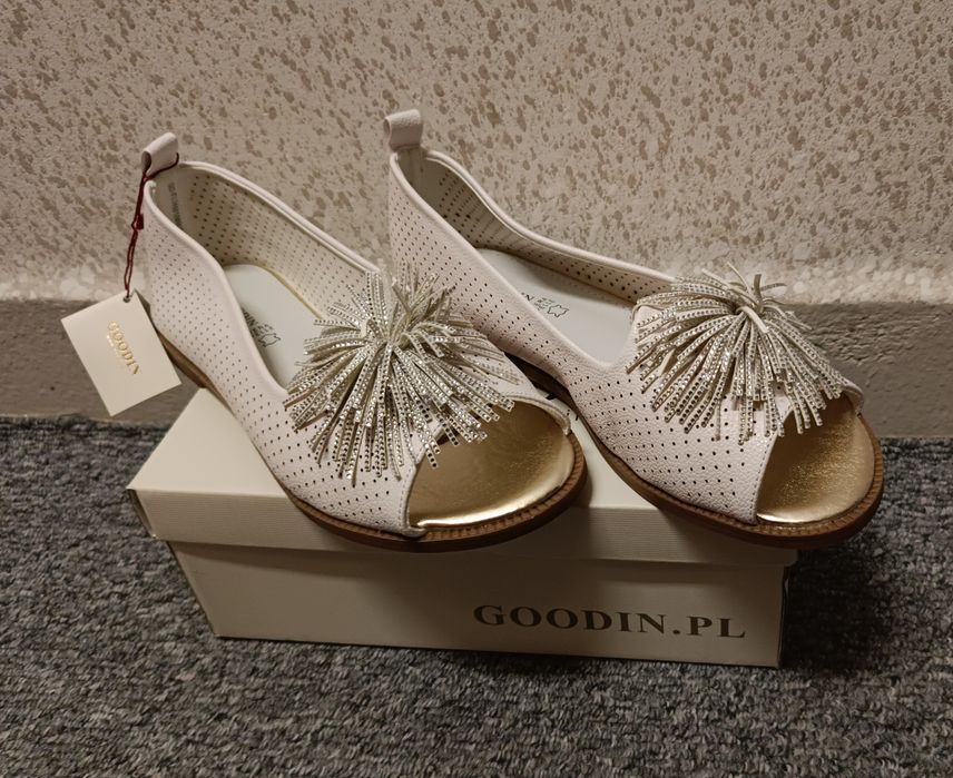 Damskie baleriny sandały letnie Goodin r. 38 białe