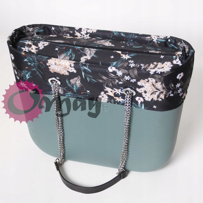 organizer OBAG STANDARD +OPASKA czarny konwalie beż 2 kieszenie OMAY