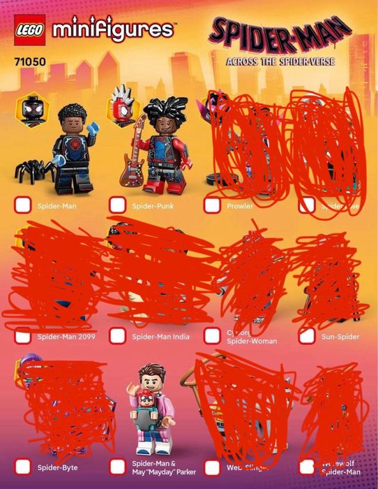 Lego Marvel minifigures Spider-Man, Moon Knight, Star Lord