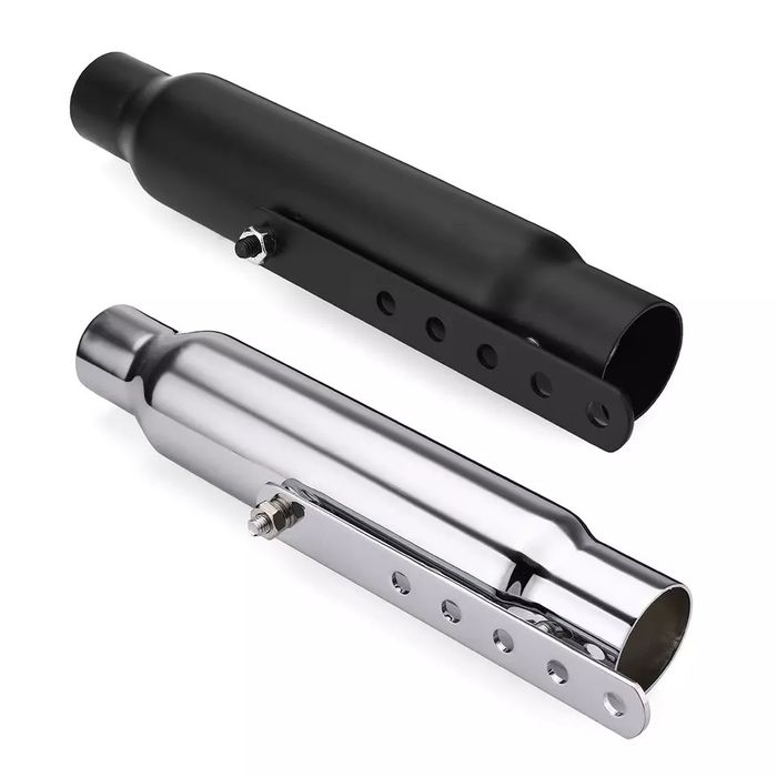 Escape curto 32 cm  moto cafe racer cromado ou preto