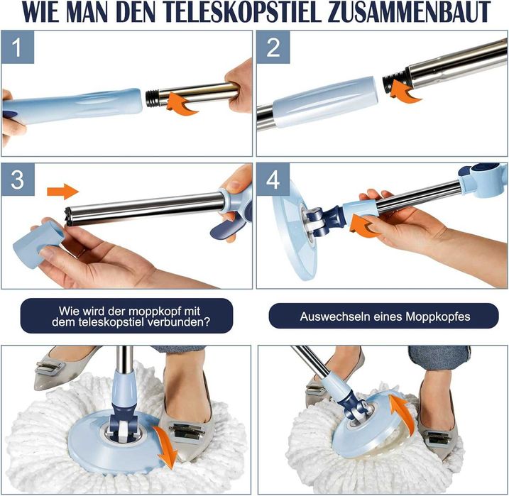 Nowy zestaw mopów / mop / wiadro / szczotka / 6L/ 145cm !9232!