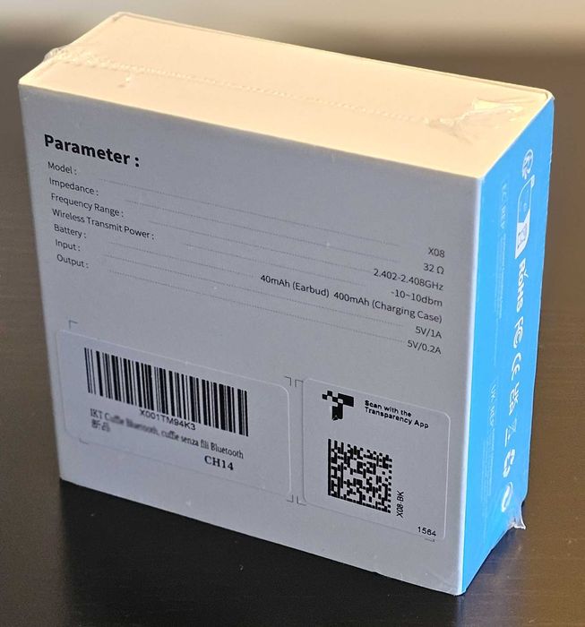 Auscultadores Bluetooth True Wireless Earbuds 60H X08 (novo)