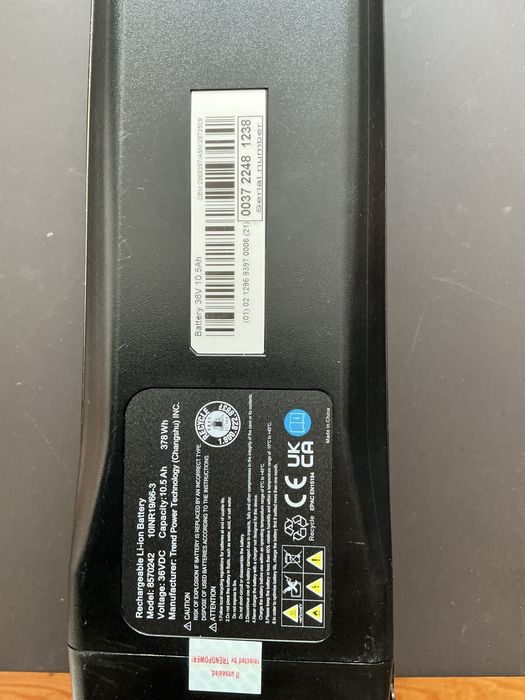 Battery Riverside 500 E-Bike 378Wh - 10.5Ah - 36V + Original Charger