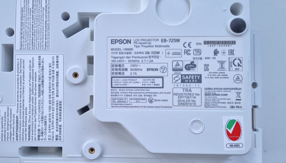 Epson EB-725W – projektor laserowy krótkoogniskowy. Bardzo dobry stan