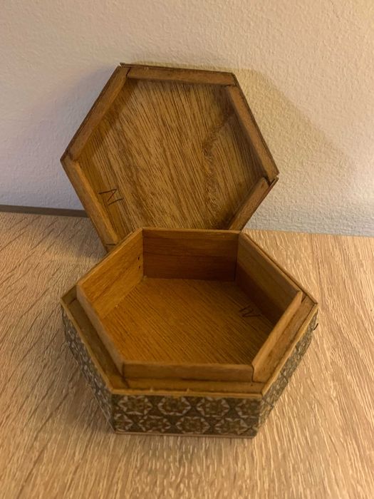 ozdobne drewniane pudełko, intarsjowane, BOHO Vintage