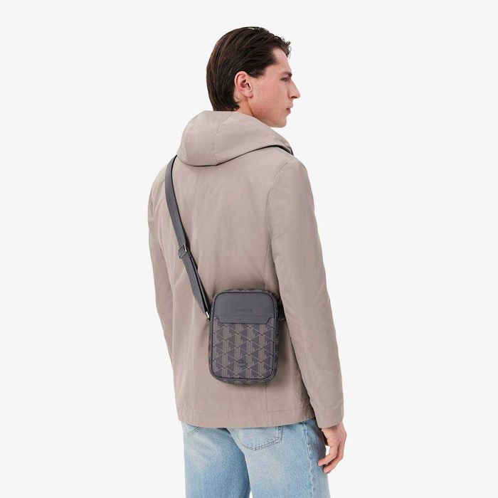 100% ОРИГИНАЛ Lacoste monogram castlerock string мужская серая сумка