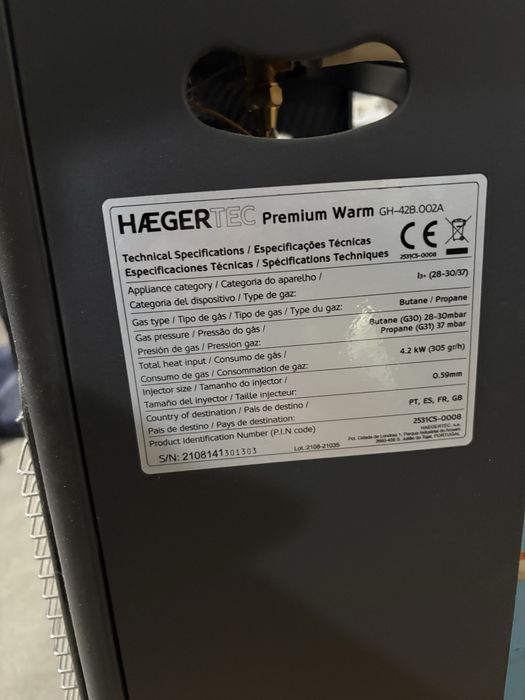Aquecedor a Gás HAEGER 4200W + Botija de Gás