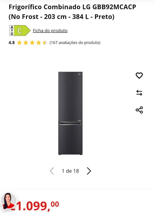 Frigorífico combinado LG 203cm
