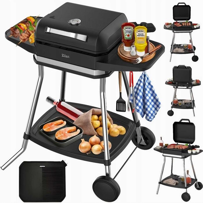 Grill Elektryczny Zilan 6w1 3050W XXL Pokrywa Termometr Półki