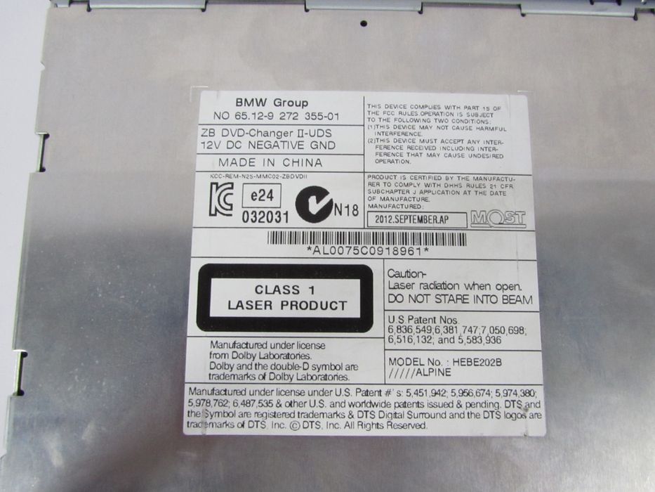 Selector Dvd Bmw 1 Ref: 65129272355
