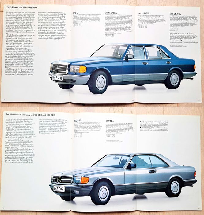 Mercedes Program 1985 / W201 W123 W124 W126 C126 R107 W460 / prospekt