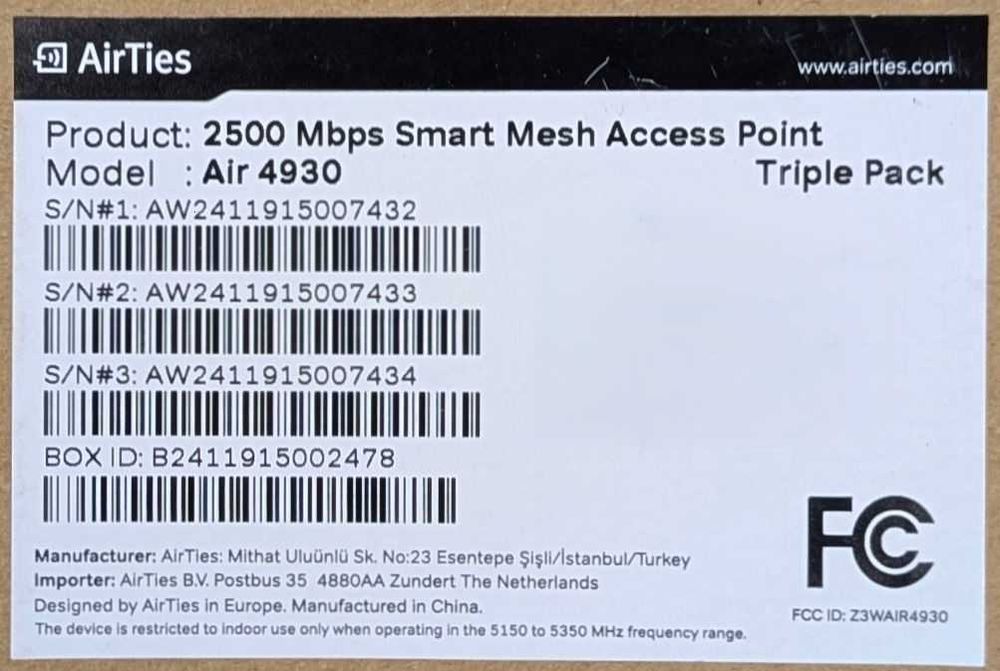 Repeater wzmacniacz WiFi Mesh AirTies 4930 3-pack