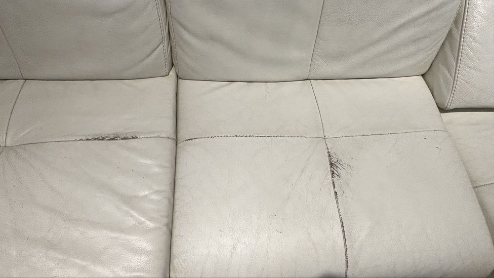 Sofá, 3 Lugares, em pele, branco