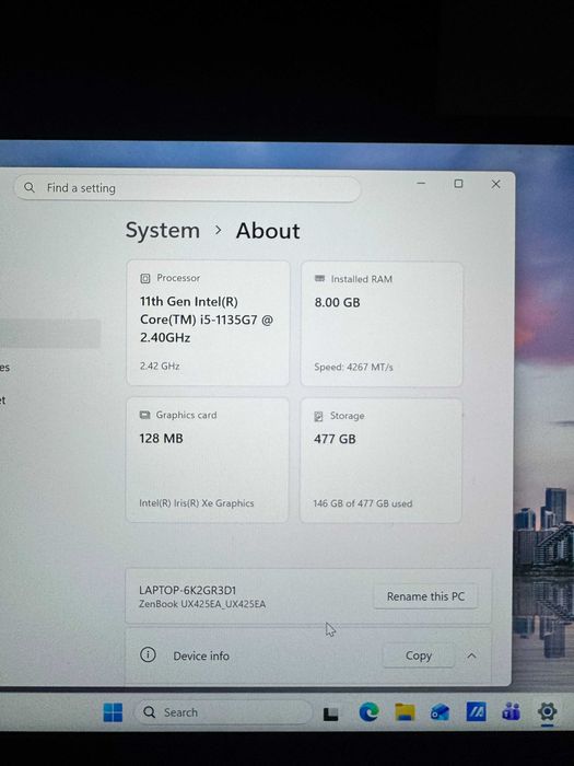 Asus Zenbook 14 UX425EA i5 8 GB 512 GB SSD