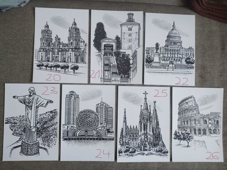 Rysunki: seria - miasta świata (45) blok t. A4 250 g/m2