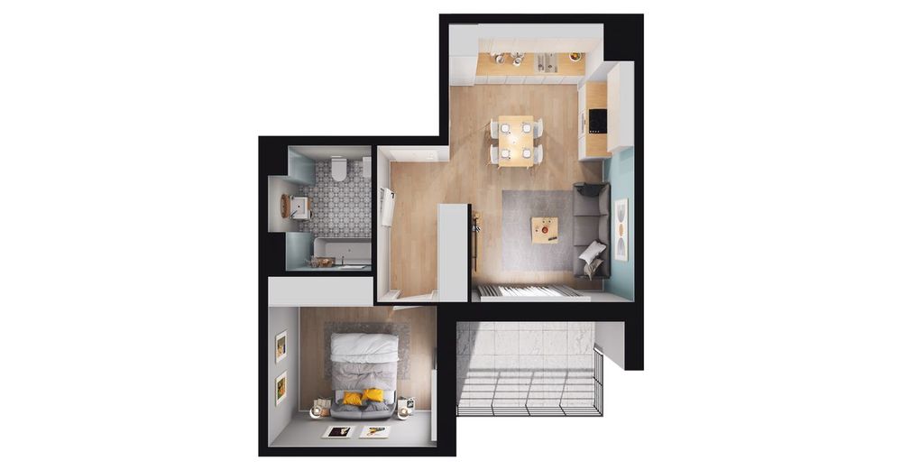 2-pokojowe mieszkanie 41m2 + loggia