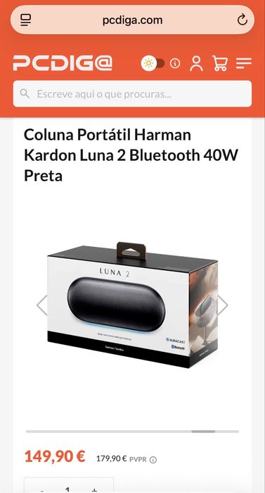 Coluna Harman Kardon Luna 2 - Nova, Selada / Por Estrear