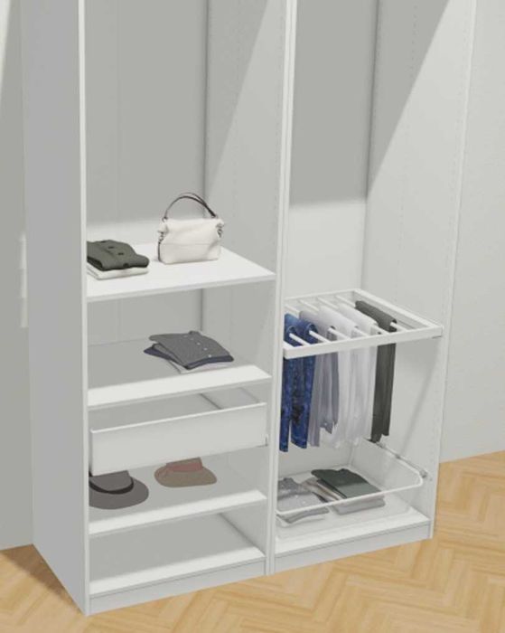 Complementos Roupeiros PAX IKEA (Gaveta, Calceiro, 3 Prateleiras e Cesto de Rede com calhas extraíveis)