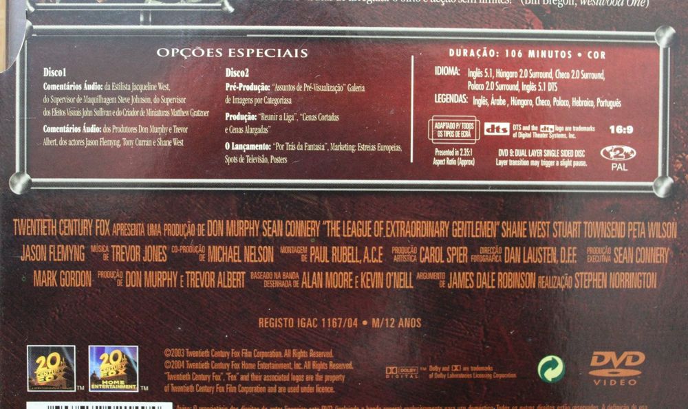 Filme DVD "Liga de Cavalheiros Extraordinários" (2003)