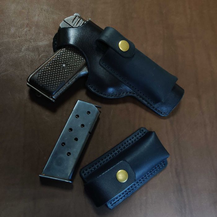 Шкіряна кобура для ТТ, кобура на ТТ, кобура з кишенею для обойми