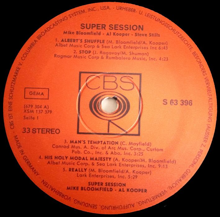 Mike Bloomfield + Al Kopper + Steve Stills	- - - - 	Super Session	-	LP