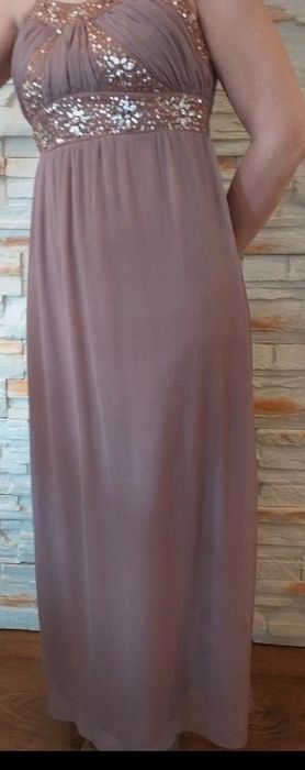 Letnia długa sukienka z cekinami r.36 suknia event balowa   W.Br.V.