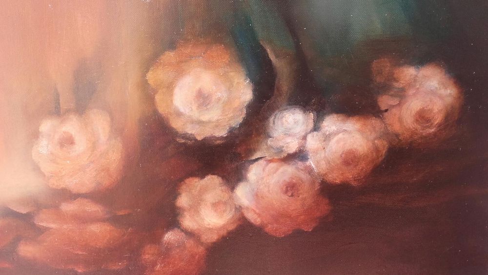Painting: Oil with flowers, signed