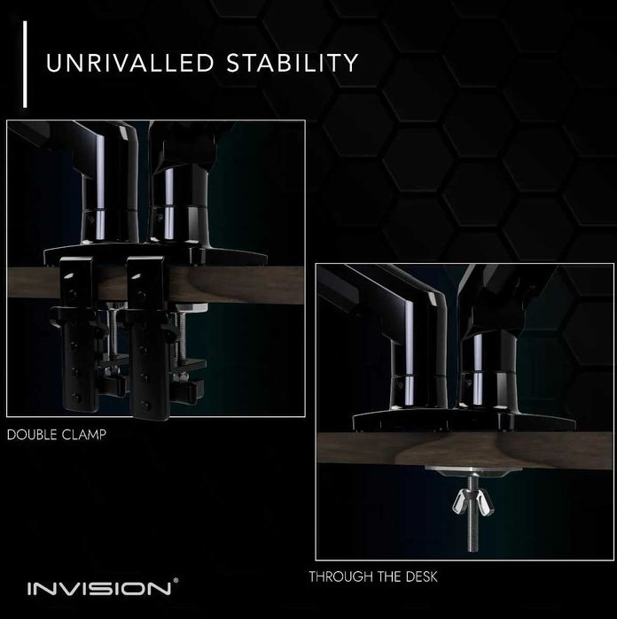 Invision MX400 Suporte para monitor de braço duplo para ecrãs de 19 a 32 polegadas VESA de 75/100 mm
