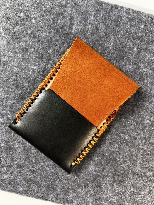 Minimalistyczny portfel skórzany ręcznie robiony cienki card holder EDC