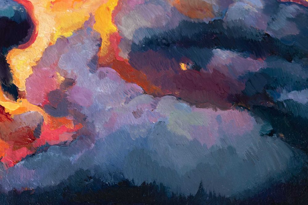 50 Obraz ręcznie malowany Świecące Chmury 21 x 29,7 cm