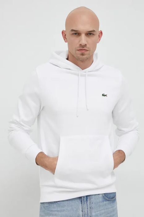 Bluza z kapturem biała  z logo Lacoste L