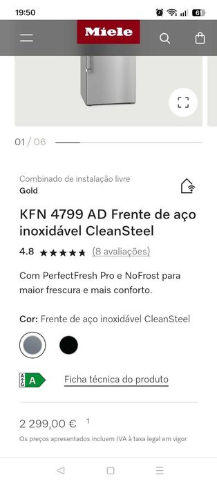 Frigorífico combinado Miele modelo KFN4799AD