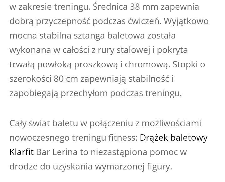 BALET     Drążek baletowy w kolorze różowym