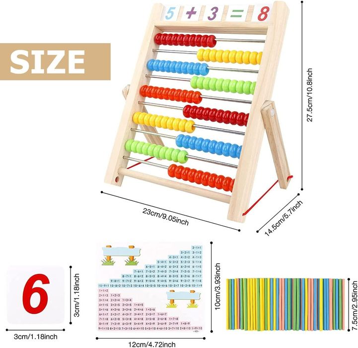 Nowe duże  liczydło drewniane nietoksyczne  + karty matematyczne i pa