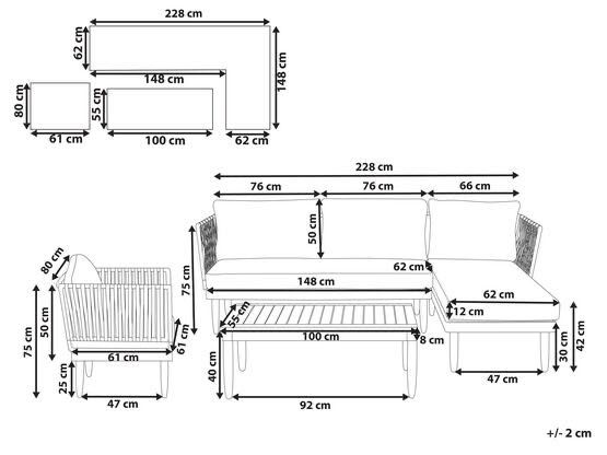 Zestaw mebli ogrodowych / balkonowych, narożnik