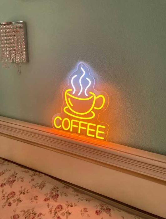 Неонові вивіски Кава, неонова вивіска Чашка, неоновые вывески кофе