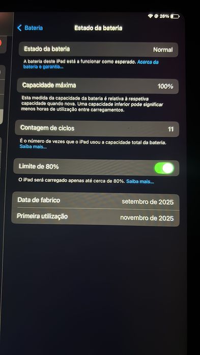 Apple iPad 11 em excelente estado com 1 mês de uso
